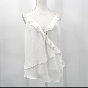 L’Academie White Ruffle Wrap Top